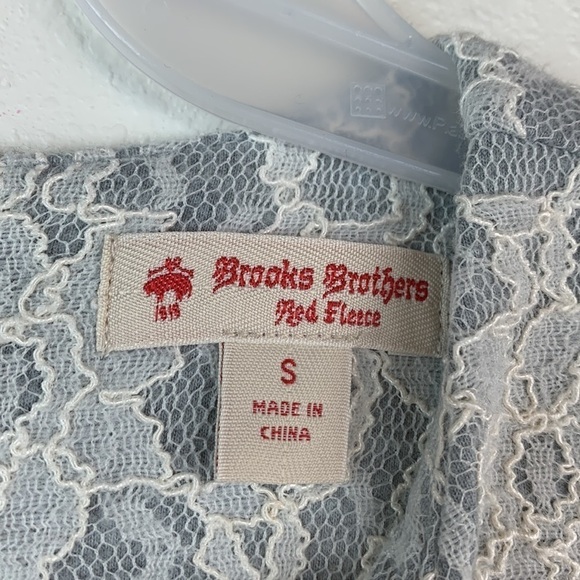 Vintage Brooks Brothers dove gray & lace back zip top elegant professional EUC - Picture 8 of 9